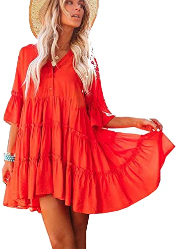 LikeJump Damen Bohemian Tunika Sommer Strandkleider Bikini Kleid Badeanzug Cover Ups von LikeJump