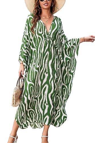 LikeJump Damen Bohemien Kaftan Übergröße Strandkleider Lang Kleid Badeanzug Cover Ups von LikeJump