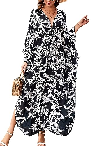 LikeJump Damen Bohemien Kaftan Übergröße Strandkleider Lang Kleid Badeanzug Cover Ups von LikeJump