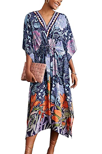 LikeJump Damen Bohemien Kaftan Übergröße Strandkleider Lang Kleid Badeanzug Cover Ups von LikeJump