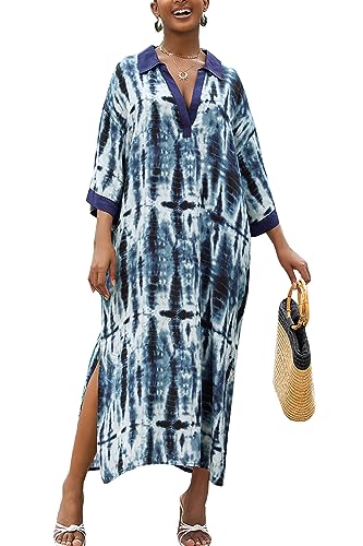 LikeJump Damen Bohemien Kaftan Übergröße Strandkleider Lang Kleid Badeanzug Cover Ups von LikeJump