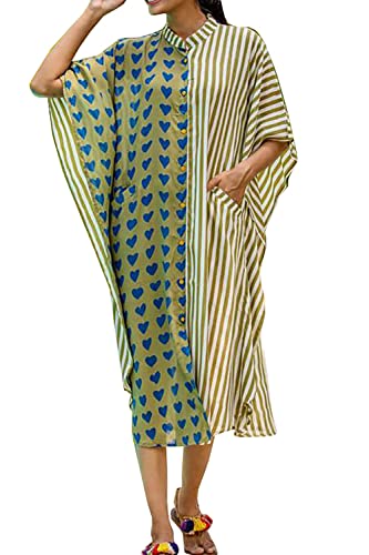LikeJump Damen Bohemien Kimono Übergröße Strandkleider Lang Kleid Badeanzug Cover Ups Cardigan von LikeJump