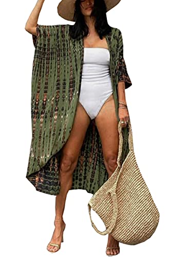 LikeJump Damen Bohemien V-Ausschnitt Kimono Maxi Kaftan Übergröße Strandkleider Kleid Badeanzug Cover Ups von LikeJump