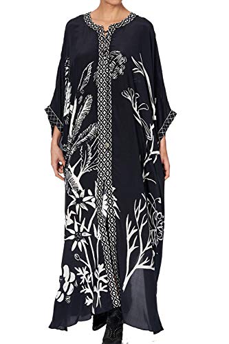 LikeJump Damen Bohemien V-Ausschnitt Kimono Maxi Kaftan Übergröße Strandkleider Kleid Badeanzug Cover Ups von LikeJump