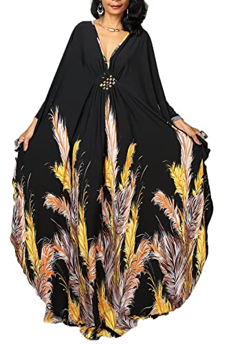 LikeJump Damen Boho Kimono Lang Kaftan Kleid Strandkleider Cardigan Pareo Bikini Cover Ups von LikeJump