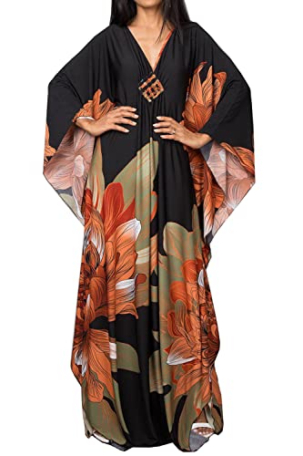 LikeJump Damen Boho Kimono Lang Kaftan Kleid Strandkleider Cardigan Pareo Bikini Cover Ups von LikeJump