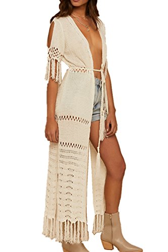 LikeJump Damen Crochet Bikini Cover Ups Strandkleid Kaftan Maxikleid Lang Badeanzug Kimono Kleidung von LikeJump