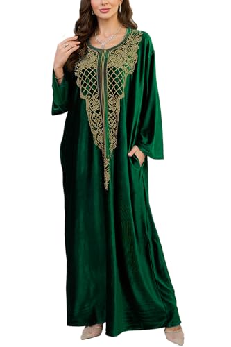 LikeJump Damen Lang Floral Kimono Morgenmantel Strand Bikini Cover Ups Maxikleid Übergröße Sommer Robe, F Velvet Green, Einheitsgröße LikeJump Damen Lang Floral Kimono Morgenmantel Strand Bikini Cover Ups Maxikleid Übergröße Sommer Robe, F Velvet Green, Einheitsgröße von LikeJump