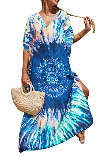 LikeJump Damen Morgenmantel Kaftan Kimono Homewear Bademantel Strand Maxikleid Bikini Cover Ups Tops von LikeJump