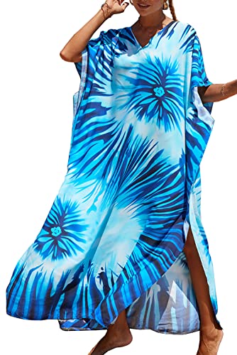LikeJump Damen Morgenmantel Kaftan Kimono Homewear Bademantel Strand Maxikleid Bikini Cover Ups Tops von LikeJump
