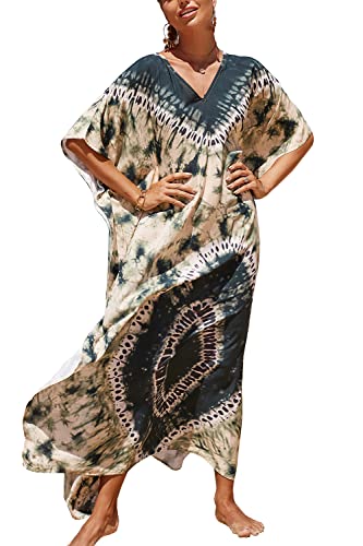 LikeJump Damen Morgenmantel Kaftan Kimono Homewear Bademantel Strand Maxikleid Bikini Cover Ups Tops von LikeJump