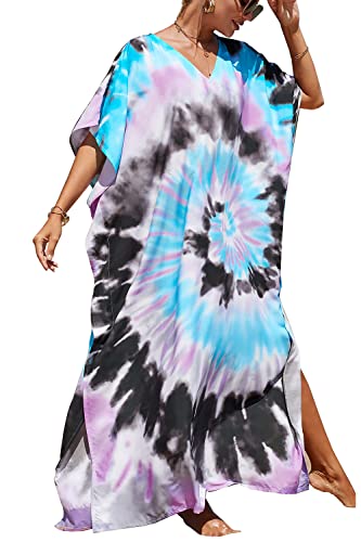 LikeJump Damen Morgenmantel Kaftan Kimono Homewear Bademantel Strand Maxikleid Bikini Cover Ups Tops von LikeJump