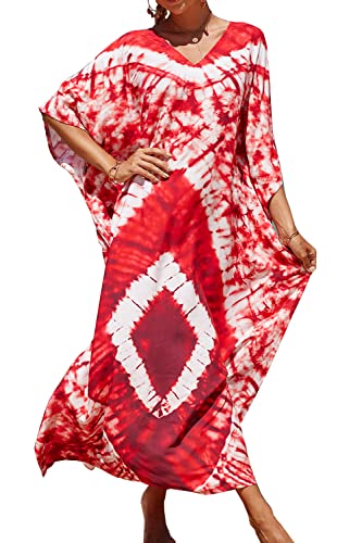 LikeJump Damen Morgenmantel Kaftan Kimono Homewear Bademantel Strand Maxikleid Bikini Cover Ups Tops von LikeJump