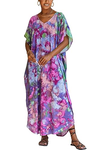 LikeJump Damen Morgenmantel Kaftan Kimono Homewear Bademantel Strand Maxikleid Bikini Cover Ups Tops von LikeJump