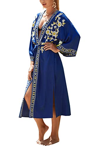 LikeJump Damen Stickerei Kaftan Kleid Übergröße Strandkleider Lang Kimono Badeanzug Cover Ups von LikeJump