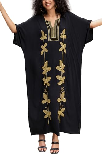 LikeJump Langes Kaftan-Nachthemd für Damen, bestickt, geräumig, Übergröße, Maxi-Kimono, Übergröße, Bademäntel, B Schwarz Golden 13, One size LikeJump Langes Kaftan-Nachthemd für Damen, bestickt, geräumig, Übergröße, Maxi-Kimono, Übergröße, Bademäntel, B Schwarz Golden 13, One size von LikeJump