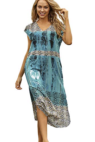 LikeJump Schnelltrocknend Boho Kaftan Beach Maxikleid für Damen Sommer Bikini Cover Ups Übergröße Strandkleider Robes von LikeJump