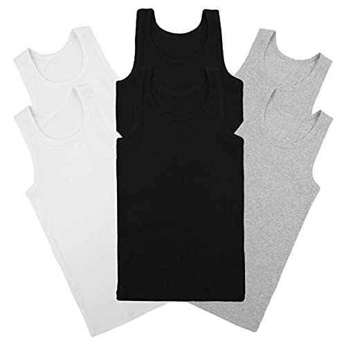 LiKing Jungen Unterhemd Baumwolle Tank Top Unterwäsche Knaben Ärmellos 6er-Pack 7301-BWG 104 110 von LiKing