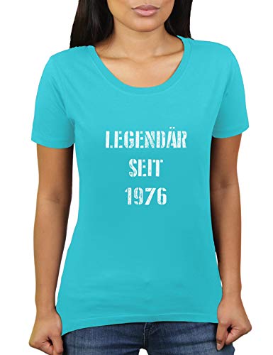 Legendär seit 1976 - Geburtstag - 44 Jahre alt - Geburtstagsgeschenk - Damen T-Shirt von KaterLikoli, Gr. L, Turquoise von Likoli