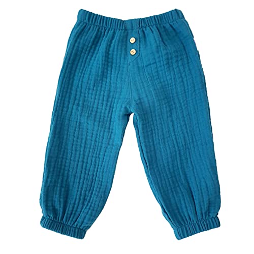 Lilakind“ Baby Kinder Sommer Musselin-​Hose Uni Petrol runde Knöpfe Gr. 86/92 - Made in Germany von Lilakind