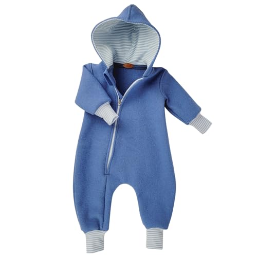 Lilakind“ Baby Wollwalk Overall Einteiler mit Kapuze Walkloden Walkoverall Blau Gr. 56/62 - Made in Germany von Lilakind