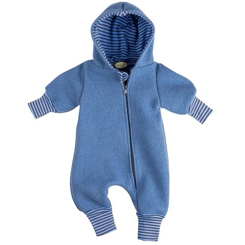 Lilakind“ Baby Wollwalk Overall Einteiler mit Kapuze Walkloden Walkoverall Blau Gr. 74/80 - Made in Germany von Lilakind