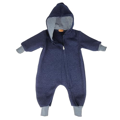 Lilakind“ Baby Wollwalk Overall Einteiler mit Kapuze Walkloden Walkoverall Dunkelblau Marine Navy Gr. 62/68 - Made in Germany von Lilakind