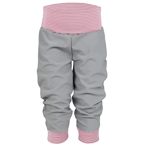 Lilakind Softshell Hose Babyhose Kinderhose Herbst Winter Gefüttert Regenhose Einfarbig Grau Gestreift Rosa Weiß Gr. 98/104 - Made in Germany von Lilakind