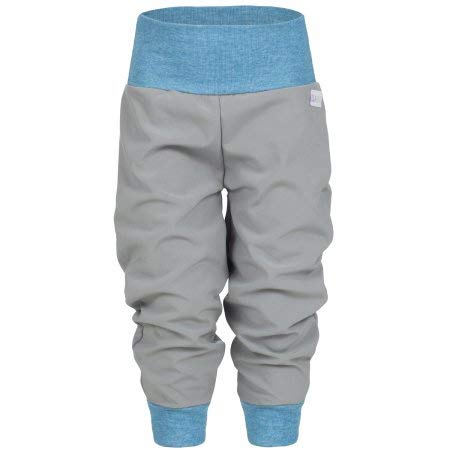 Lilakind Softshell Hose Babyhose Kinderhose Herbst Winter Gefüttert Regenhose Grau Blau Gr. 50/56-134/140 - Made in Germany (104/110) von Lilakind