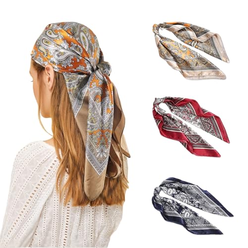 Lilbitty 3 Stück bandana,kopftuch damen,bandana damen,Glatter Seidenschal Damen Hijab Schals, Hijab Quadratischer Schal Seidenhaarschmuck, 60 * 60CM Lilbitty 3 Stück bandana,kopftuch damen,bandana damen,Glatter Seidenschal Damen Hijab Schals, Hijab Quadratischer Schal Seidenhaarschmuck, 60 * 60CM von Lilbitty