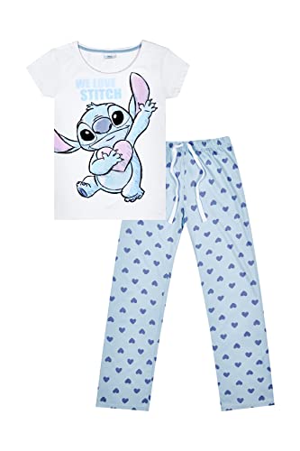 Disney We Love Stitch Langes Pyjama-Set für Damen, grau, 12-14 von Lilo and Stitch