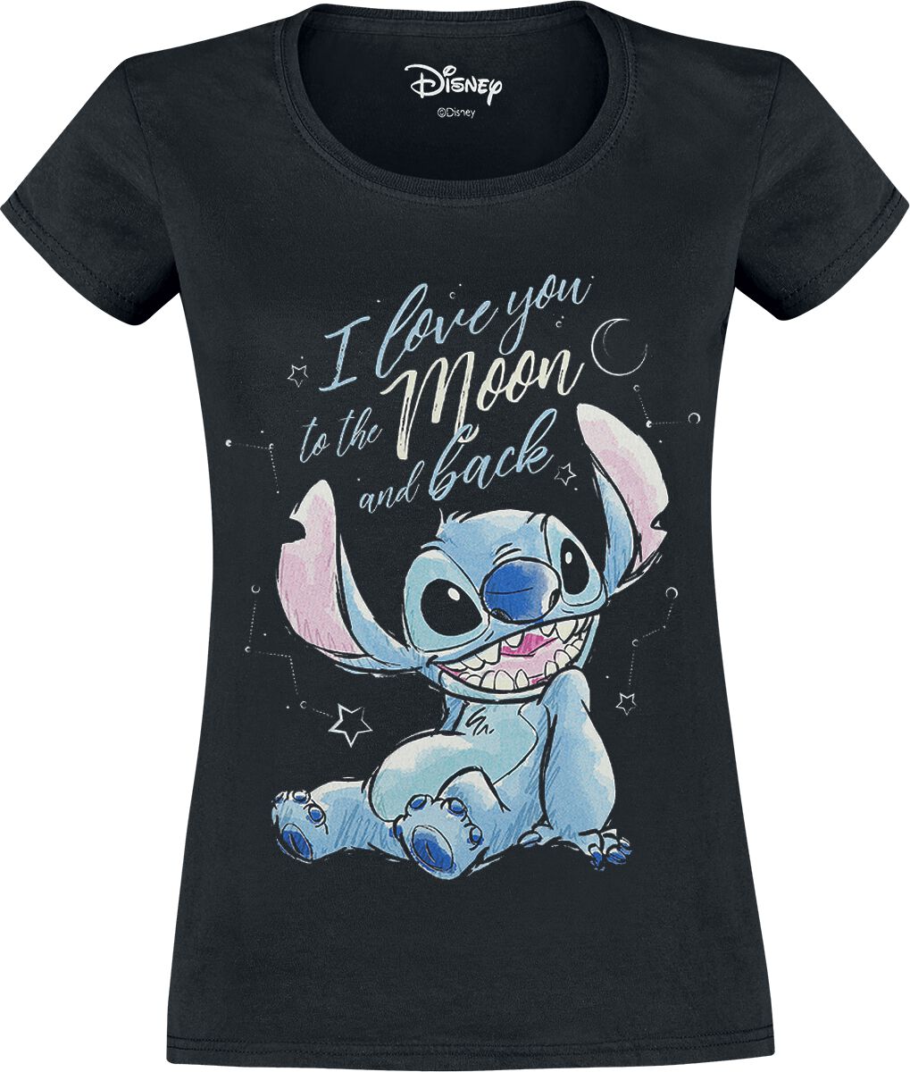 Lilo & Stitch I love you to the moon and back T-Shirt schwarz in L von Lilo & Stitch