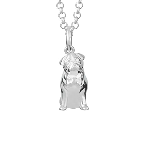 Lily Charmed - Halskette mit Mops-Anhänger aus 925er Sterlingsilber mit 45,7 cm langer Kette oder 18 Karat vergoldetem Silber, Metall von Lily Charmed