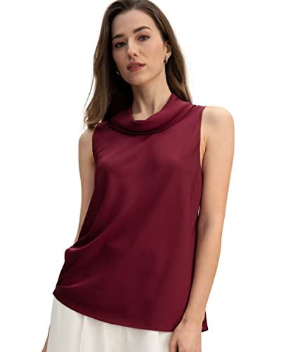 LilySilk Damen Reine Seide Tank Top Frauen 22MM ärmelloses Shirt mit Rundhalsausschnitt Mädchen Sommer Casual Bluse in Rot und Schwarz für Arbeit oder Alltag(Ochsenblut,M) von LilySilk