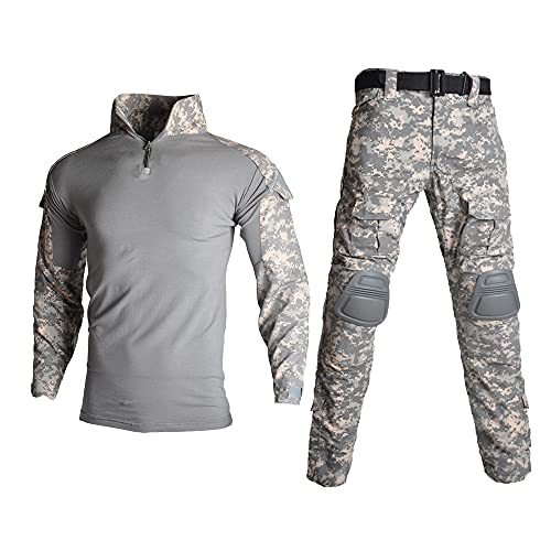Lilychan Tactical Military Suits für Herren Langarm-Rip-Stop-Uniformen Combat Shirt und Pants Elbow Knee Pads (ACU, XXL) von Lilychan