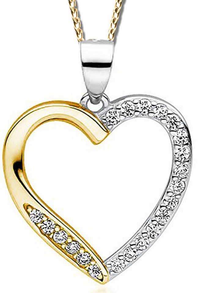 Limana Herzkette Damen Frauen 925 Sterling Silber Kette mit Herz Anhänger 2 farbig (inkl. Geschenkdose), Liebe Geschenkidee Liebesgeschenk gold rosegold von Limana