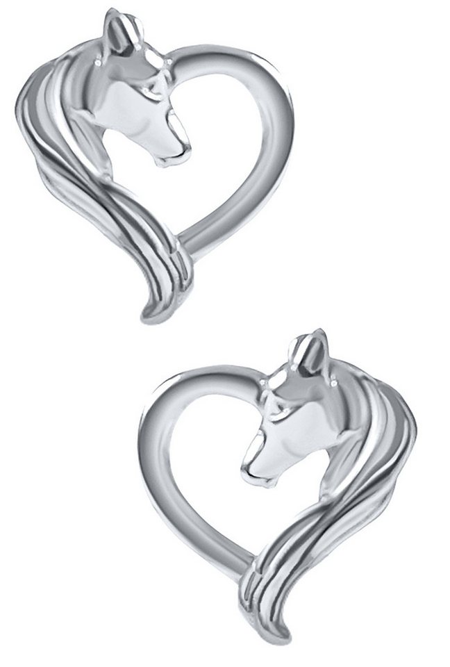 Limana Paar Ohrstecker Kinder Mädchen Damen echt 925 Sterling Silber Herz Pferde Ohrringe (inkl. Geschenkdose), Geschenkidee Kinderschmuck kleine Kinderohrringe für jeden Tag von Limana