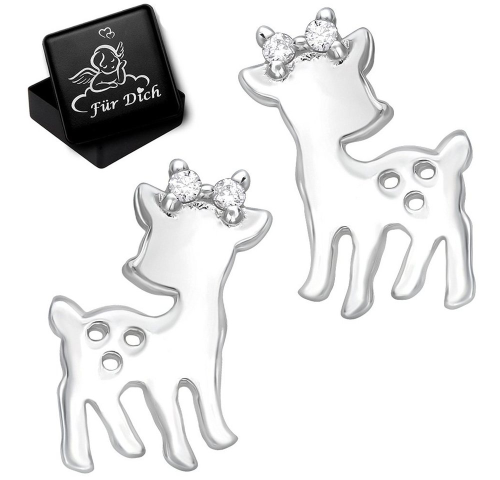 Limana Paar Ohrstecker Damen Kinder Mädchen Ohrringe Reh Rehkitz 925 Sterling Silber (Geschenkset), Zirkonia Geschenk Idee Nikolaus Weihnachten Winter, Kinderohrringe von Limana