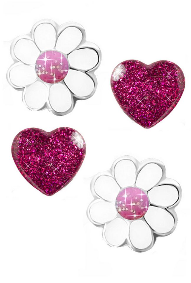 Limana Paar Ohrstecker Set Ohrringe 925 Silber Blumen Edelstahl Herz Kinder Mädchen Schmuck, Kinderohrringe Mädchenohrringe Kinderohrstecker Mädchenohrstecker von Limana