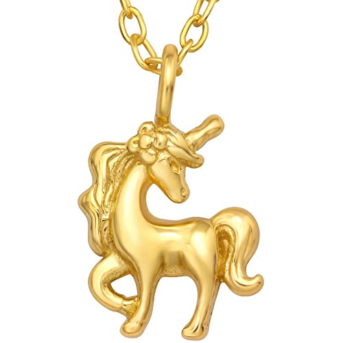 Limana Mädchen Halskette echt 925 Sterling Silber gold Einhorn Pferd Kinder von Limana