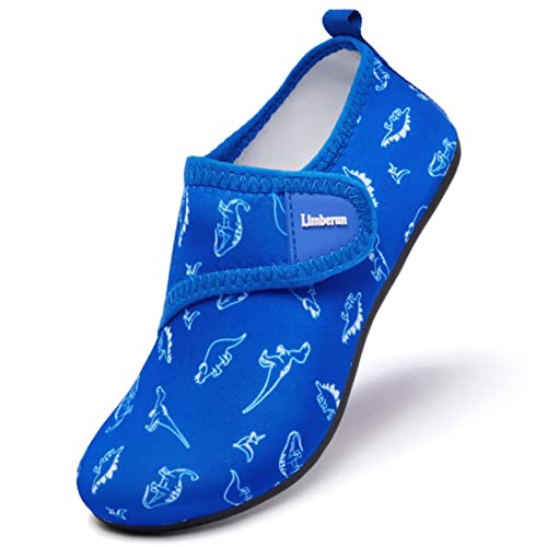 Limberun Wasserschuhe Kinder Badeschuhe Kinder wassersocken Kinder mädchen Jungen neoprenschuhe Kinder Kindergarten Dinosaurier blau 240 von Limberun