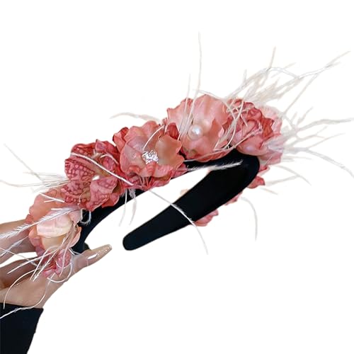 Buntes Haarband mit Federn und Blumendetails, Party-Kopfbedeckung, eleganter Haarschmuck für Damen und Mädchen, Blumenkopfbedeckung von Limtula