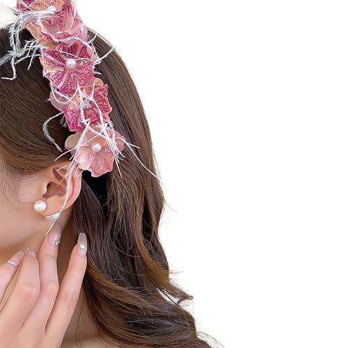 Buntes Haarband mit Federn und Blumendetails, Party-Kopfbedeckung, eleganter Haarschmuck für Damen und Mädchen, Blumenkopfbedeckung von Limtula