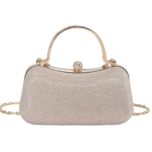 Limtula Abendtasche aus PU-Leder mit Strasssteinen, Umhängetasche, Handtasche mit Kette und Tragegriff oben, für Damen, Hochzeit, Party, gold von Limtula