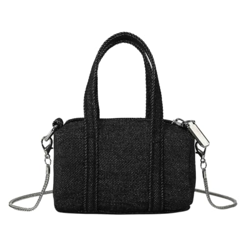 Limtula Damen-Umhängetasche, Kette, Münzbörse, niedlich, Leinen, Denims, kleine Handtasche für verschiedene Anlässe und Reisen, Schwarz von Limtula