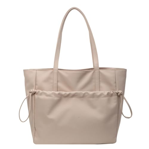 Limtula Nylontasche, Einkaufstasche für Damen und Mädchen, große Kapazität, Handtasche, einfarbig, Schultertaschen, Büchertasche, khaki von Limtula