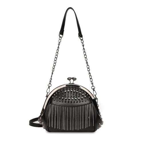 Limtula Umhängetasche im koreanischen Stil für Damen, Kette, Umhängetasche, PU-Leder, Kuriertasche, modische Quasten, Handtasche, Muscheltasche, Schwarz von Limtula