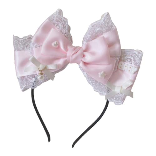 Show Bowknot Stirnband Spitze Headhoop/Haarspangen LolitaStyle Kostüm Kopfschmuck Mädchen Weiblich Cosplay Party Kopfschmuck Lolita Stirnband Band Schleife Haarnadel Dienstmädchen Cosplay Kopfschmuck von Limtula