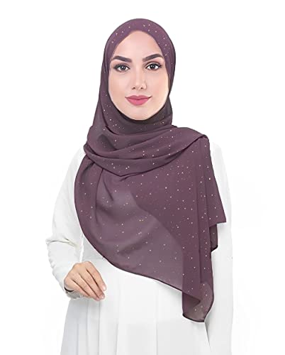 Lina & Lily Damen Hijab Kopftuch Schal mit Glitzer aus Premium Chiffon (Beere) von Lina & Lily