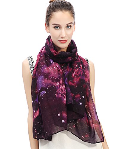 Lina & Lily Damen Schal Tuch mit Stern-Galaxie-Print (Violett & Schwarz) von Lina & Lily